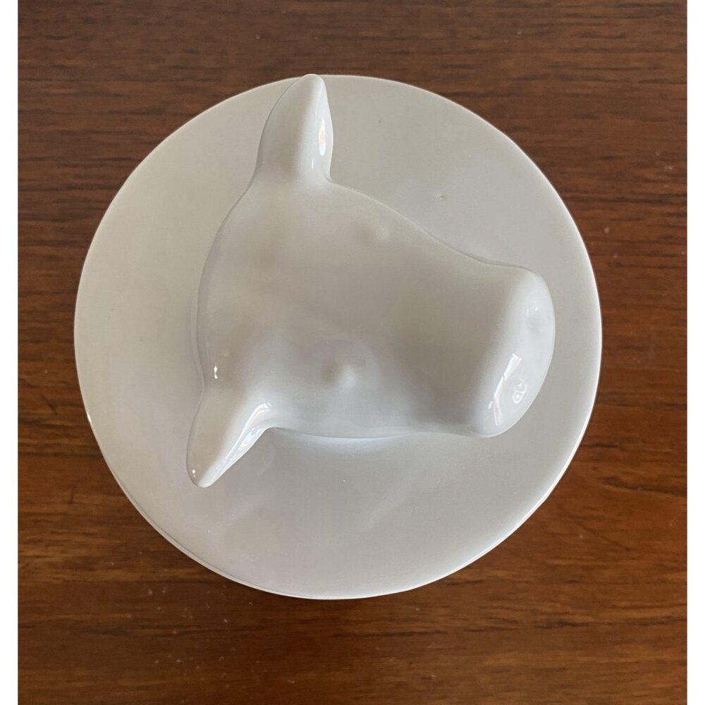 White BW Cow Head Butter Bell Crock Rare